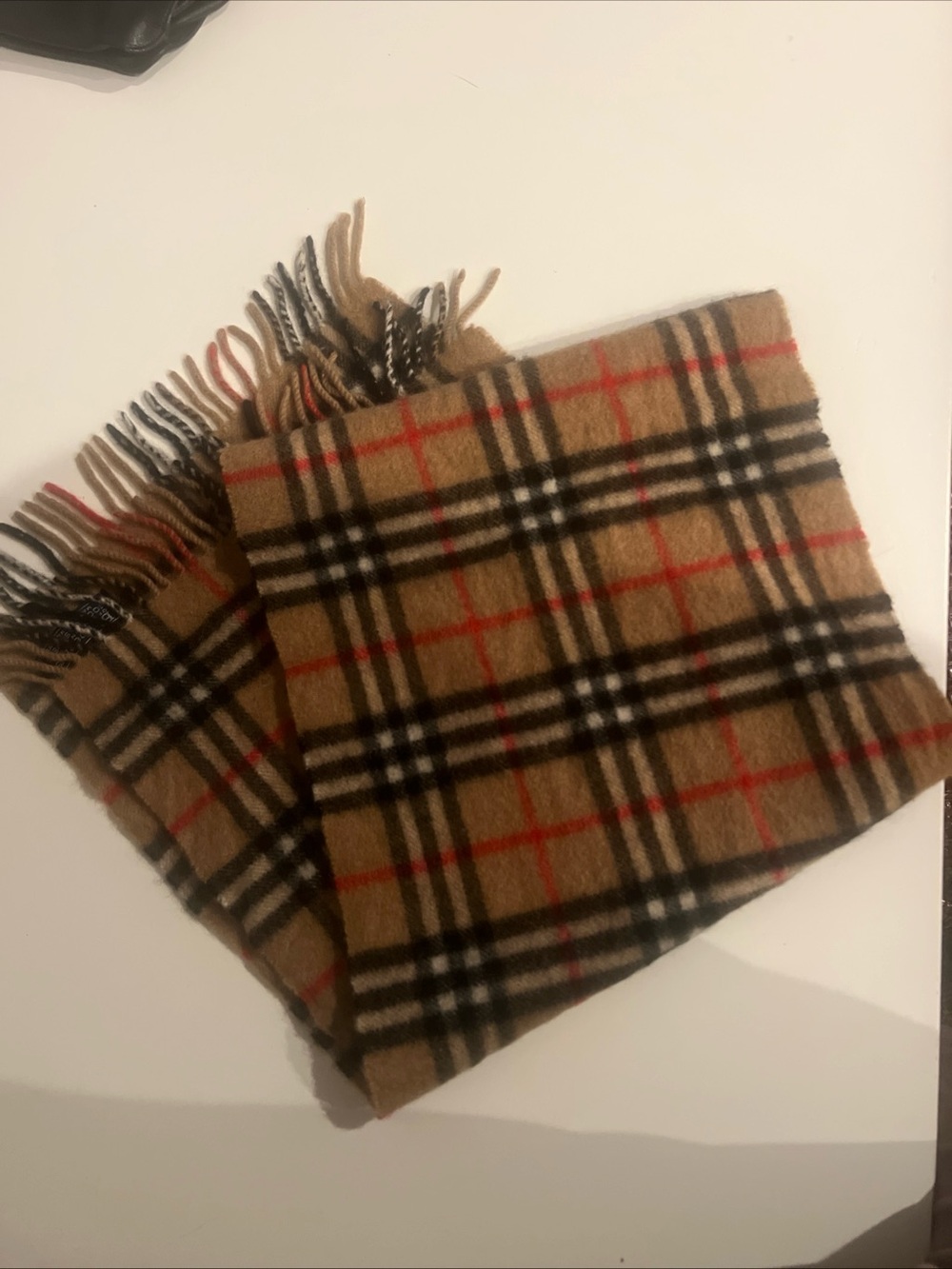 Burberrys Of London Unisex Scarf 100% Cashmere Nova Check Plaid Tan OS